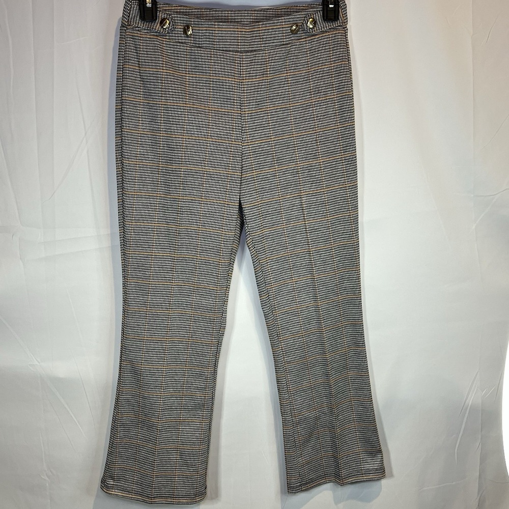 Cato Pants Womens Medium Brown‎ Plaid Check Stretch Boot Cut Office Career Work
